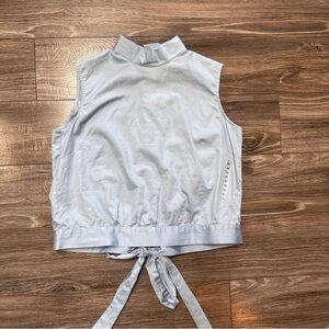 Gap high neck sleeveless baby blue button down back boho with ties. XL
